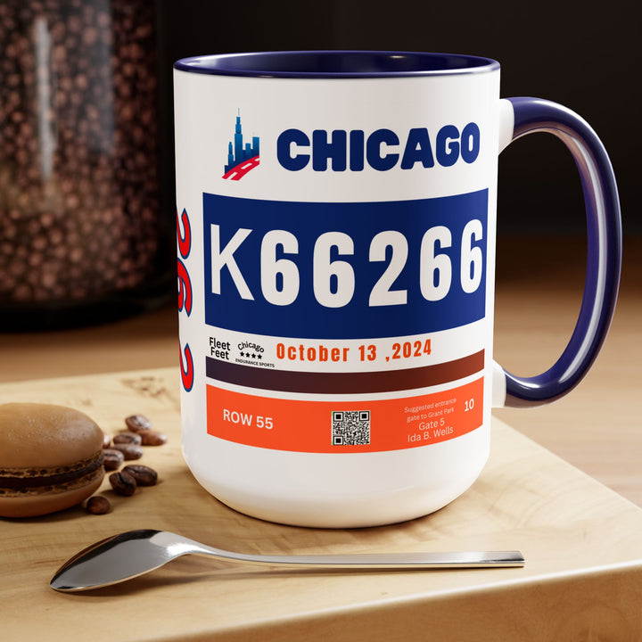 Chicago Bib Cup, Accent Coffee Mug, 15oz, 26.2, Chicago Cup, 2024 Chicago Runner