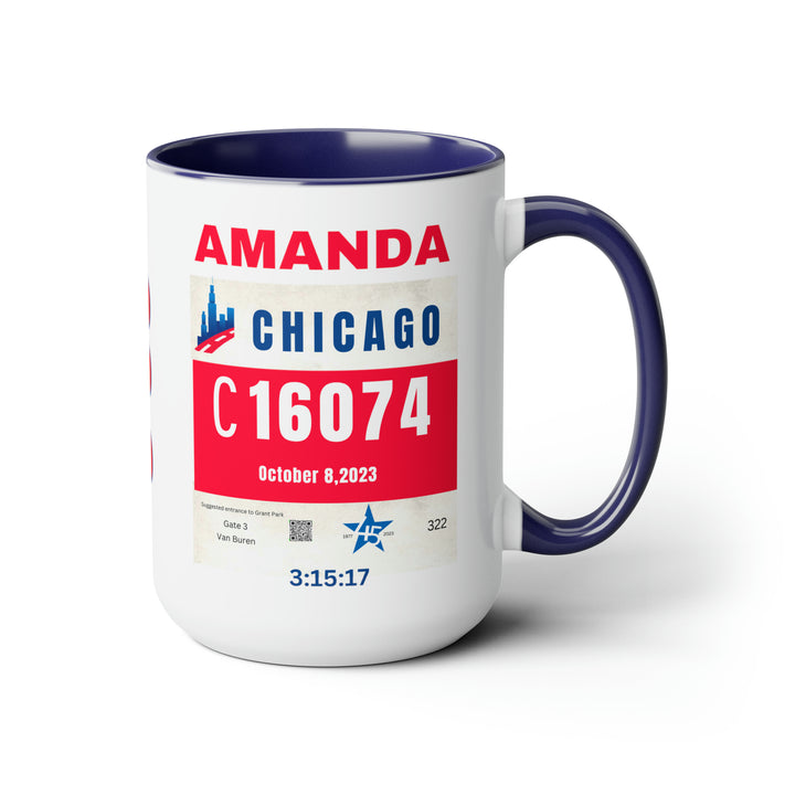 Chicago Bib Cup, Accent Coffee Mug, 15oz, 26.2, Chicago Cup, Marathon Gift, Personalized Marathon Gift, 2023 Chicago