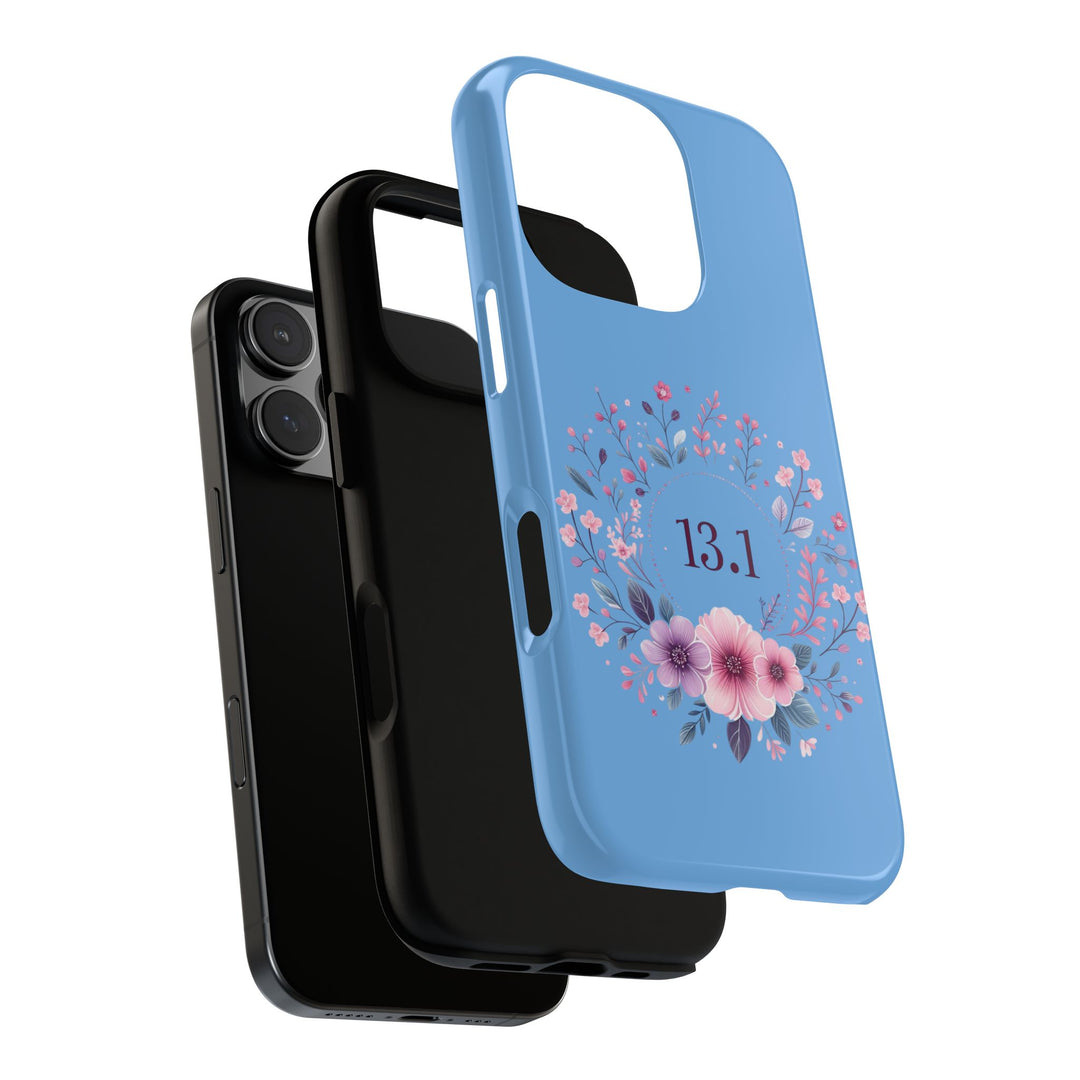 Floral Running Phone Case - Ideal for Runners, 13.1 Gift, Purple Flower Design, Athletic Accessories, Sports Motivational