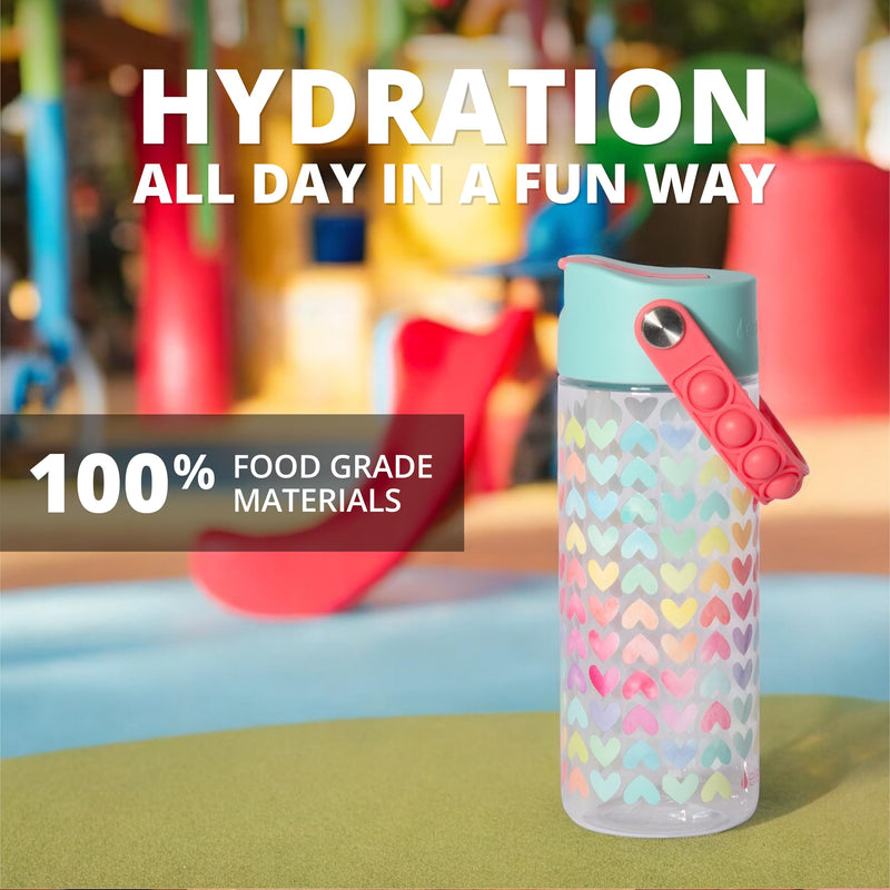 Elemental Leak Proof Water Bottles for Kids - Splash Kids Water Bottle for School with Fun Fidget Pop-it Handle - BPA Free Tritan Plastic Reusable Water Bottle with Straw - Construction - 18oz *As an Amazon Associate, I earn from qualifying purchases