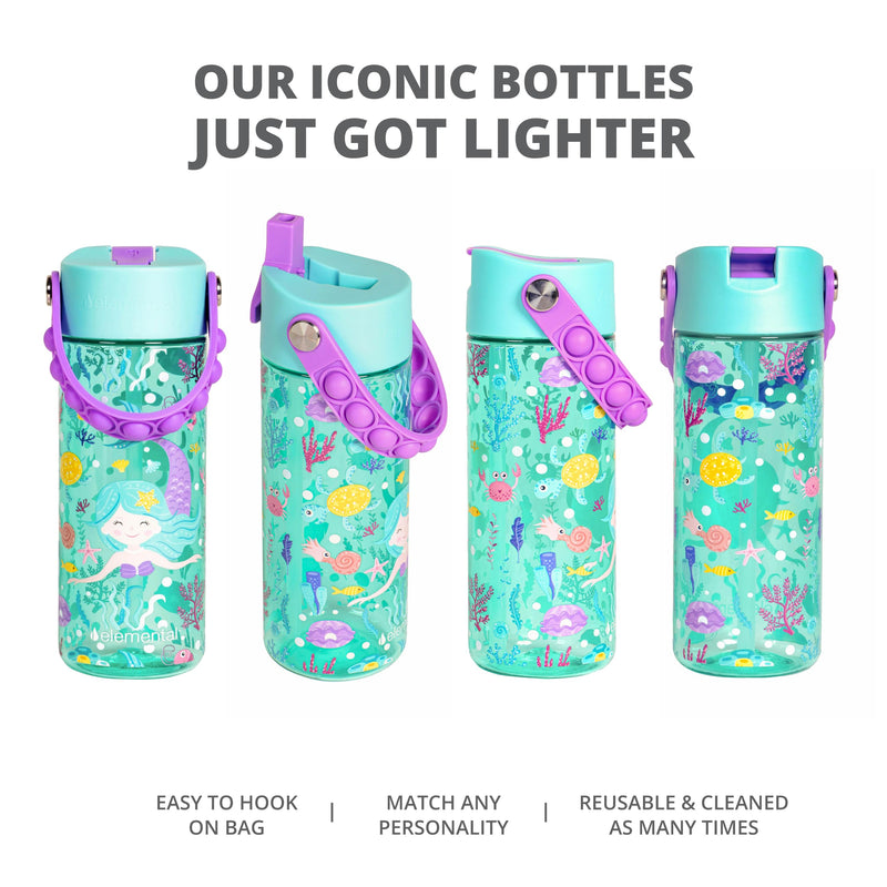 Elemental Leak Proof Water Bottles for Kids - Splash Kids Water Bottle for School with Fun Fidget Pop-it Handle - BPA Free Tritan Plastic Reusable Water Bottle with Straw - Construction - 18oz *As an Amazon Associate, I earn from qualifying purchases