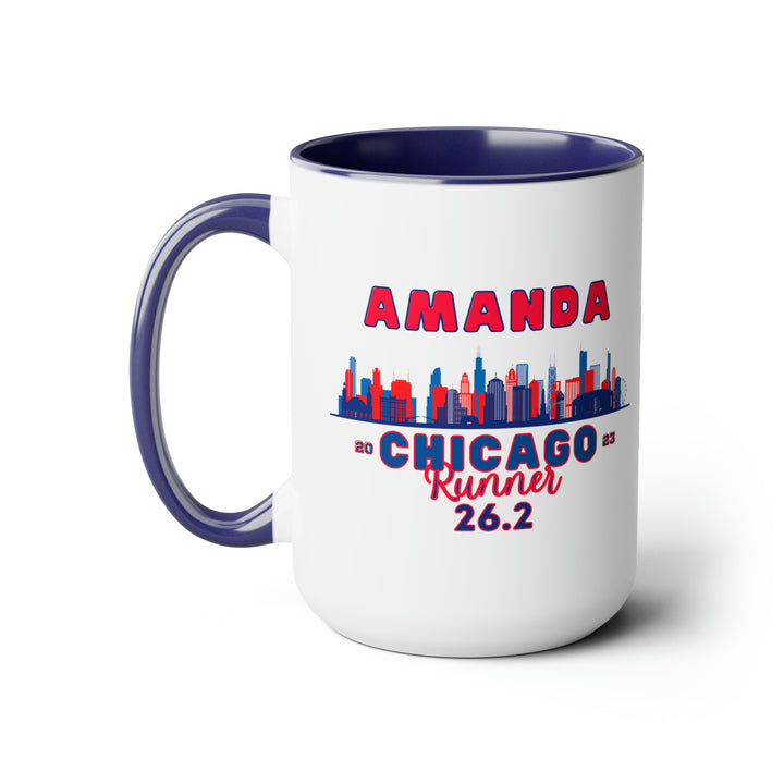 Chicago Bib Cup, Custom Designed Bib Mug, Chicago Runner, Accent Coffee Mug, 15oz, 26.2, Chicago Cup, Marathon Gift, Personalized Marathon Gift, 2023 Chicago