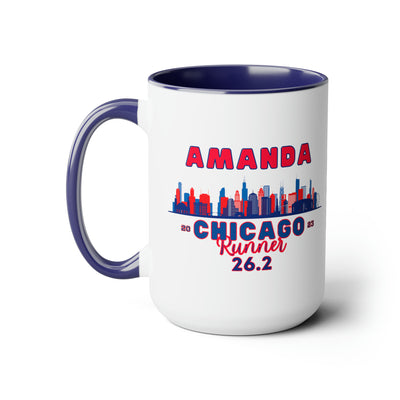 Chicago Bib Cup, 2023 Chicago Runner, Accent Coffee Mug, 15oz, 26.2, Chicago Cup, Marathon Gift, Personalized Marathon Gift, 2023 Chicago