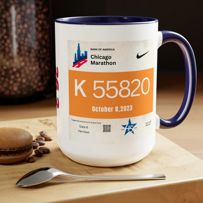 Chicago Bib Cup, 2023 Chicago Runner, Chicago Bib with Skyline, Accent Coffee Mug, 15oz, 26.2, Chicago Cup, Marathon Gift, Personalized Marathon Gift, 2023 Chicago