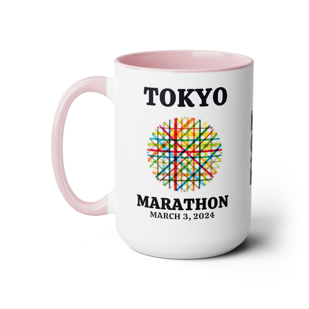 Tokyo Bib Cup, Two-Tone Coffee Mugs, 15oz, Tokyo Runner, Gift for Tokyo Runner, Tokyo Bib Mug, 2024 Major Marathons