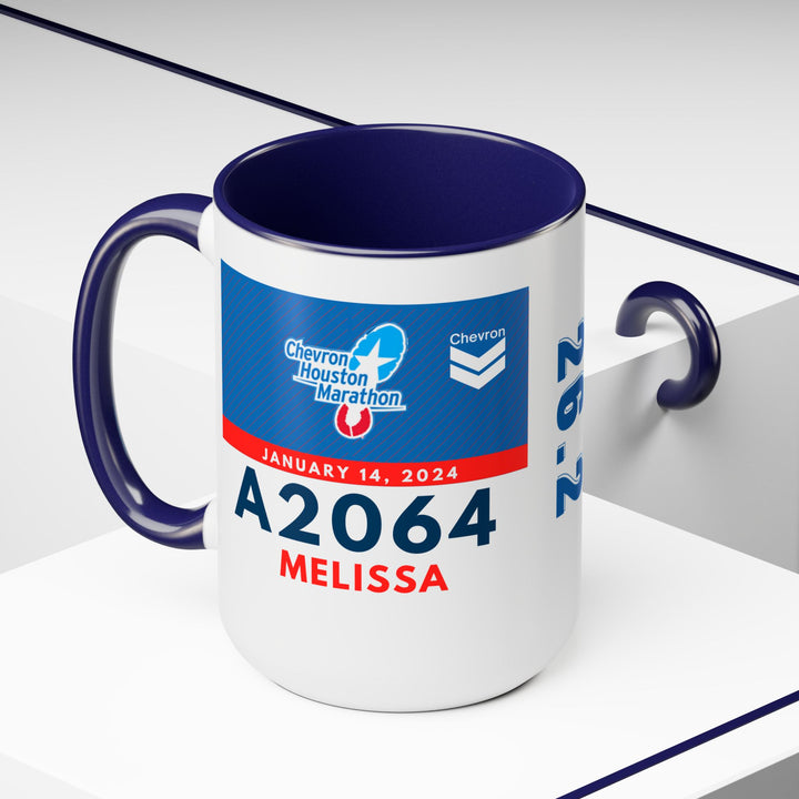 Houston Marathon, Houston Bib Cup, 15oz, Houston Marathon Gift, Houston Runner, 2024 Marathon Mug