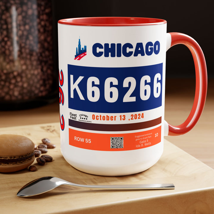 Chicago Bib Cup, Accent Coffee Mug, 15oz, 26.2, Chicago Cup, 2024 Chicago Runner