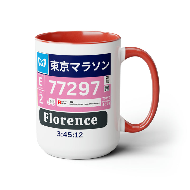 Tokyo Bib Cup, Two-Tone Coffee Mugs, 15oz, Tokyo Runner, Gift for Tokyo Runner, Tokyo Bib Mug, 2024 Major Marathons