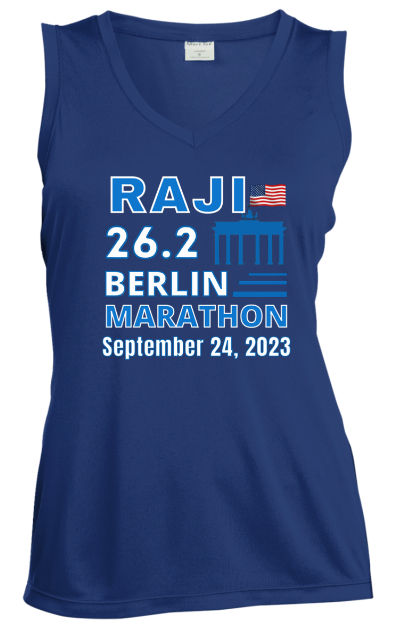 Berlin Race Day Shirt, Ladies' Sleeveless V-Neck Performance Tee, Running Shirt, 26.2