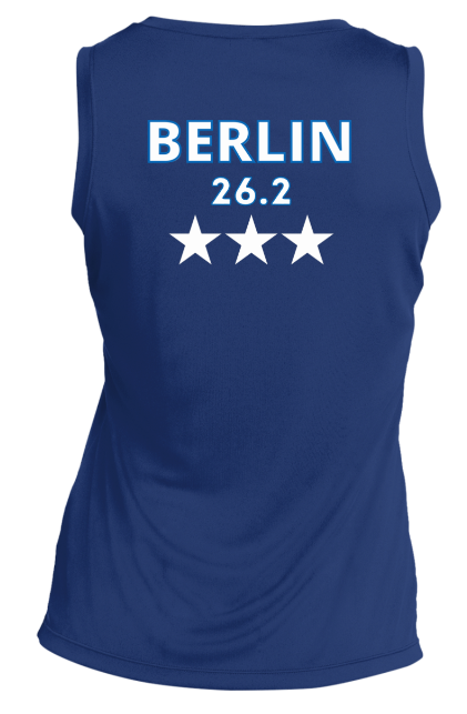 Berlin Race Day Shirt, Ladies' Sleeveless V-Neck Performance Tee, Running Shirt, 26.2