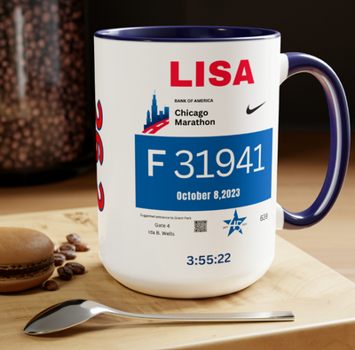 Chicago Bib Cup, Accent Coffee Mug, 15oz, 26.2, Chicago Cup, Marathon Gift, Personalized Marathon Gift, 2023 Chicago
