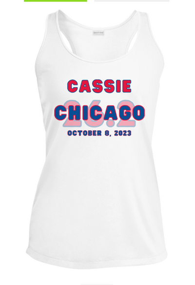 Chicago Race Day Tank, Custom Marathon Shirt, 26.2,Ladies' Performance Racerback Tank