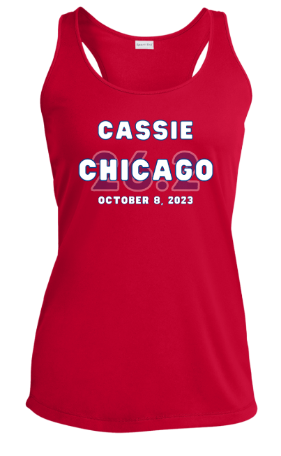 Chicago Race Day Tank, Custom Marathon Shirt, 26.2,Ladies' Performance Racerback Tank