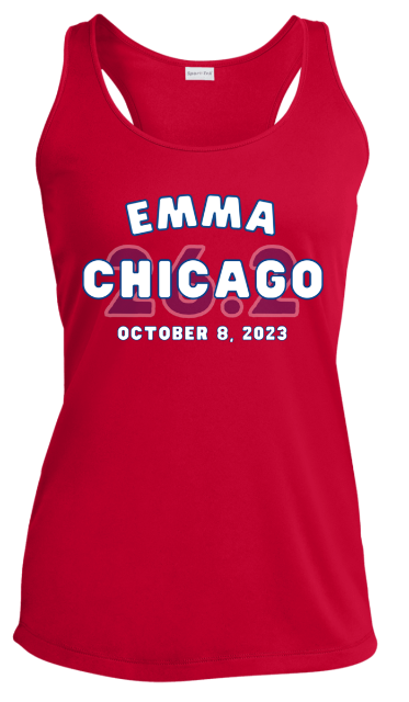 Chicago Race Day Tank, Custom Marathon Shirt, 26.2,Ladies' Performance Racerback Tank