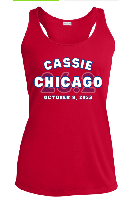 Chicago Race Day Tank, Custom Marathon Shirt, 26.2,Ladies' Performance Racerback Tank