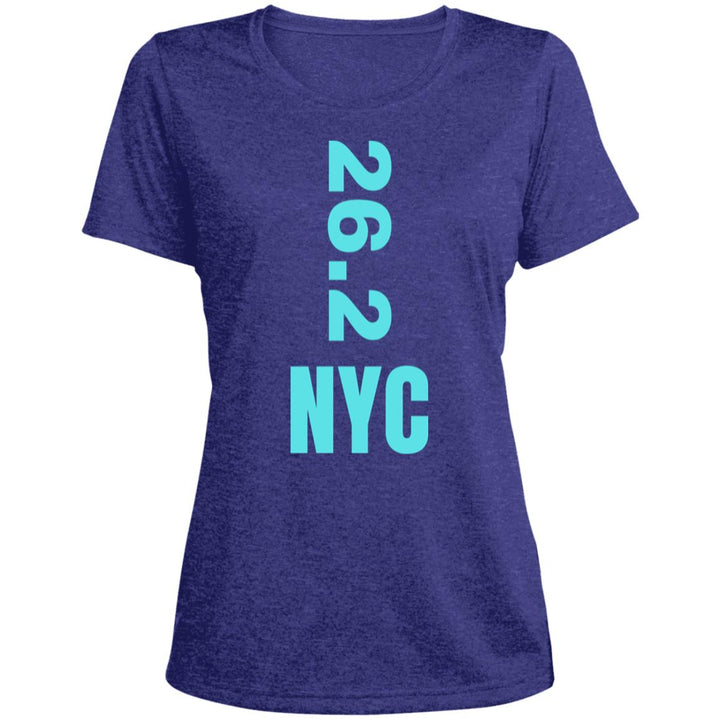 NYC 26.2, NYC Runner, Ladies' Heather Scoop Neck Performance Tee