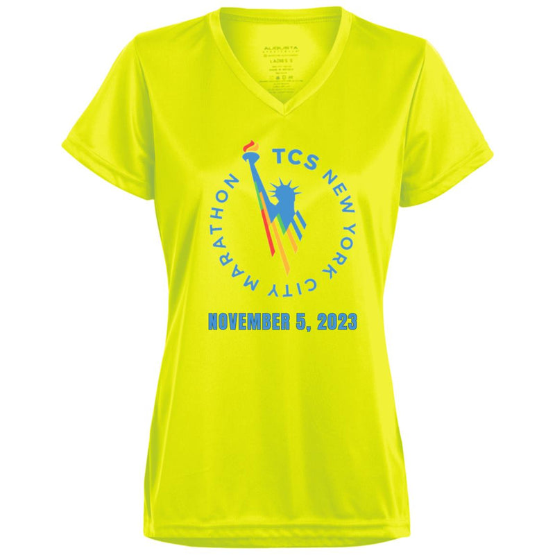 New York Race Day Shirt, Ladies’ Moisture-Wicking V-Neck Tee, Custom Marathon Shirt, Personalize Front and Back