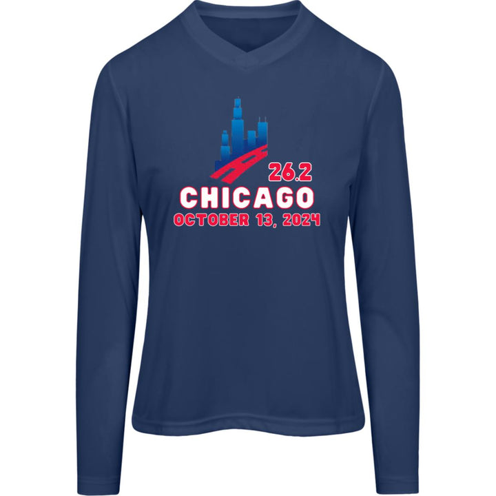 Chicago Runner,  Women's Performance Long Sleeve Tee, Personalized Quote on Back