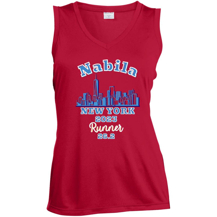 NYC Race Day Tank, Ladies' Sleeveless V-Neck Performance Tee, Custom New York Tank