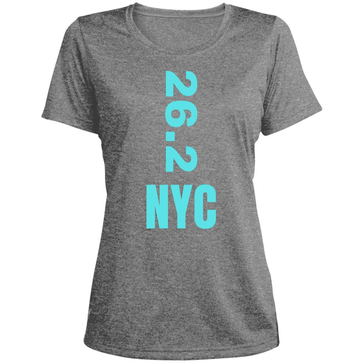 NYC 26.2, NYC Runner, Ladies' Heather Scoop Neck Performance Tee