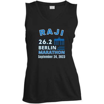 Berlin Race Day Shirt, Ladies' Sleeveless V-Neck Performance Tee, Running Shirt, 26.2