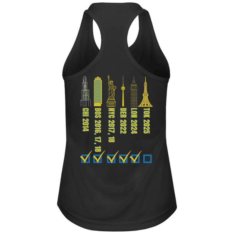 Tokyo Race Day Tank, Marathon Majors Check List, Personalized Tank, Womens Zone Racerback Tank