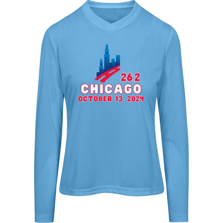 Chicago Runner,  Women's Performance Long Sleeve Tee, Personalized Quote on Back