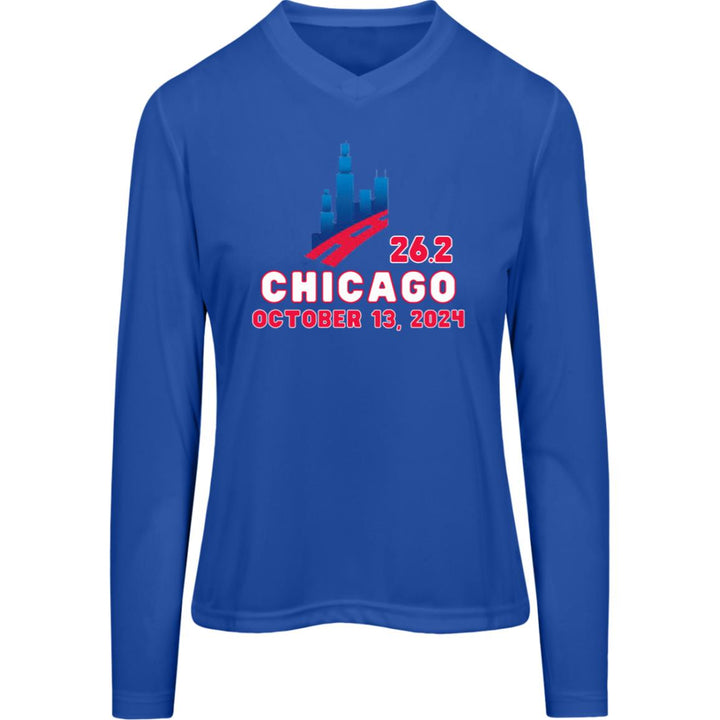 Chicago Runner,  Women's Performance Long Sleeve Tee, Personalized Quote on Back