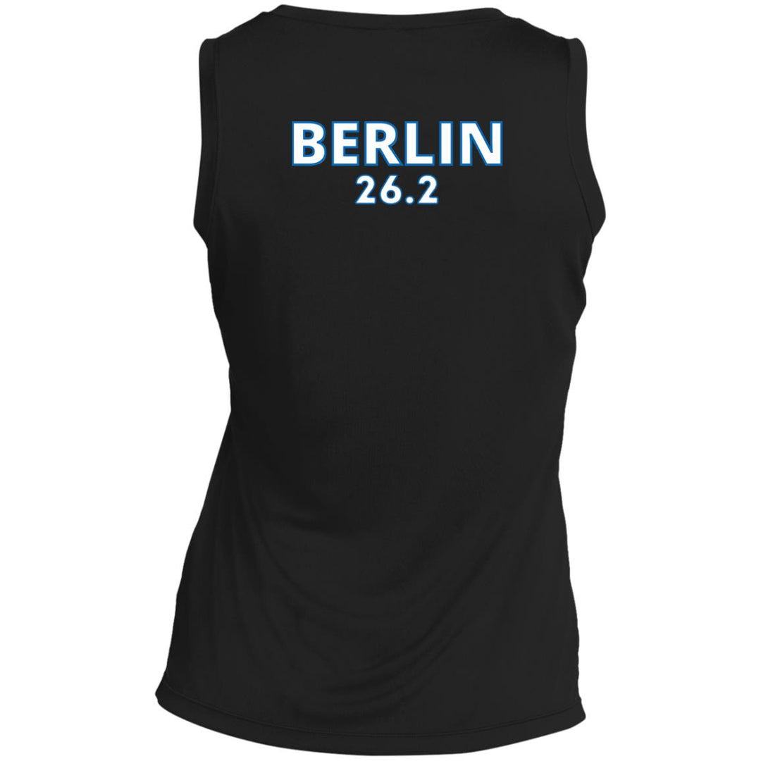 Berlin Race Day Shirt, Ladies' Sleeveless V-Neck Performance Tee, Running Shirt, 26.2