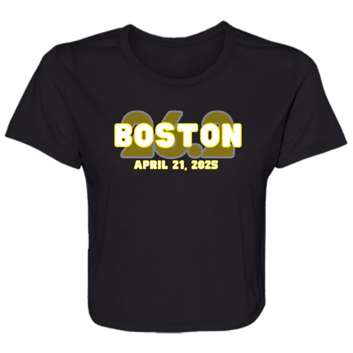 Boston Cropped Tee, 26.2, Ladies' Flowy Cropped Tee, Boston Runner, 2025 Boston