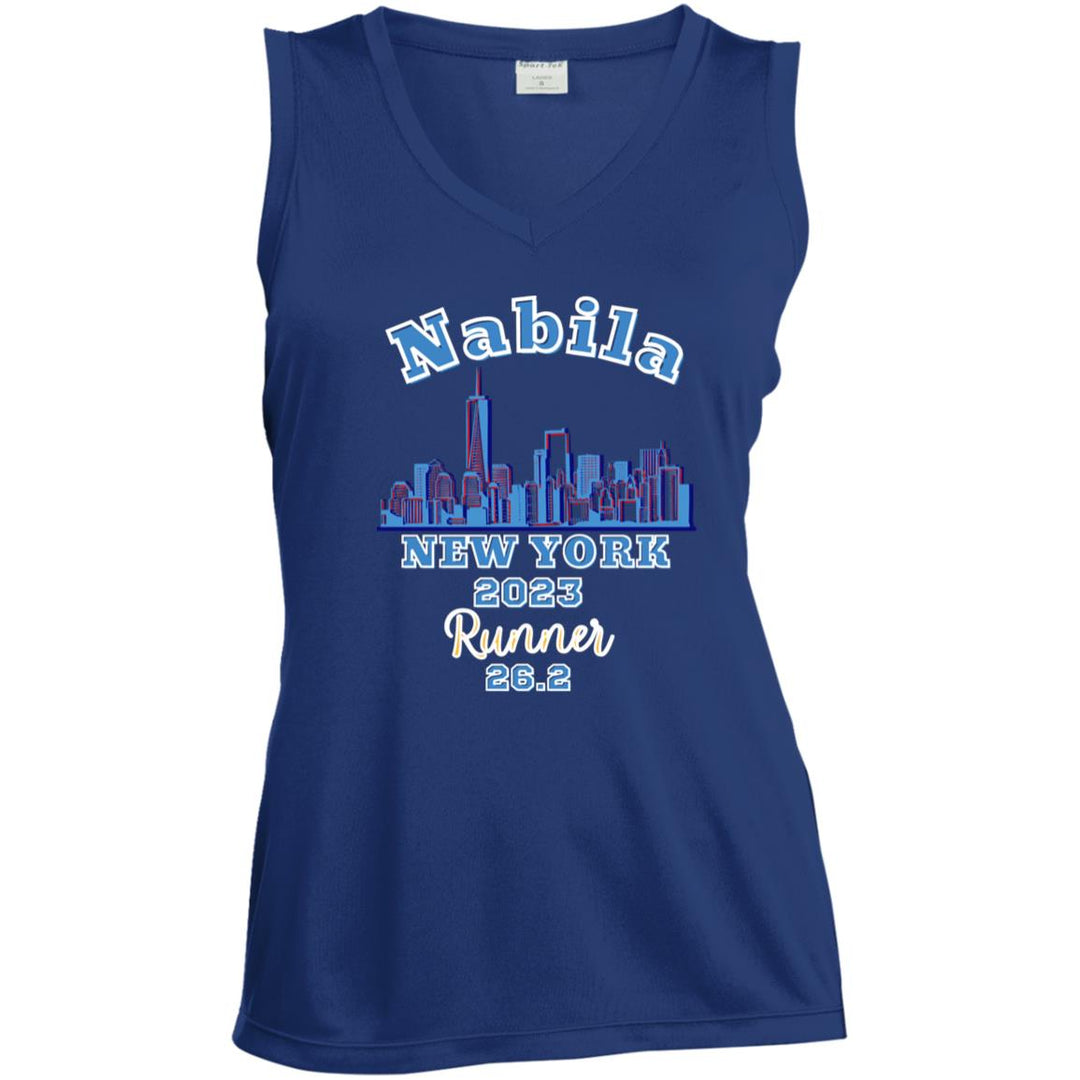 NYC Race Day Tank, Ladies' Sleeveless V-Neck Performance Tee, Custom New York Tank