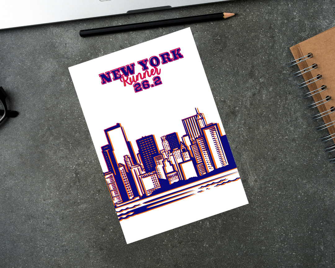 New York Notebook, 26.2, Marathon Journal, Gift for Runner, 120 Lined Pages