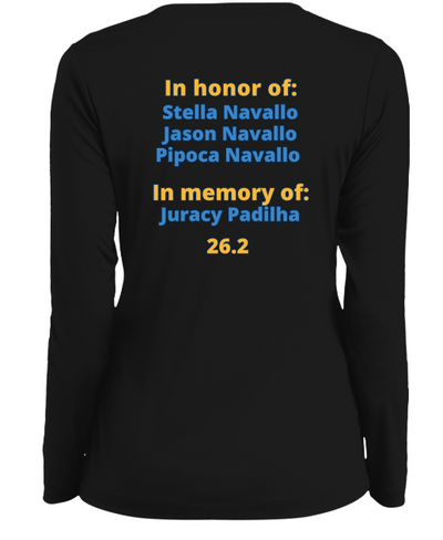 NYC Race Day Shirt, Ladies' Moisture-Wicking Long Sleeve V-Neck Tee, Custom Marathon Shirt, Personalize front and back
