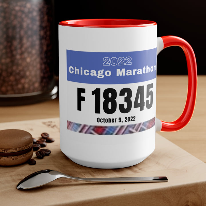 Chicago Marathon, Chicago Bib Cup, Accent Coffee Mug, 15oz, 26.2, Chicago Cup, Chicago Marathon Gift, Custom Marathon Gift, 2022 Chicago