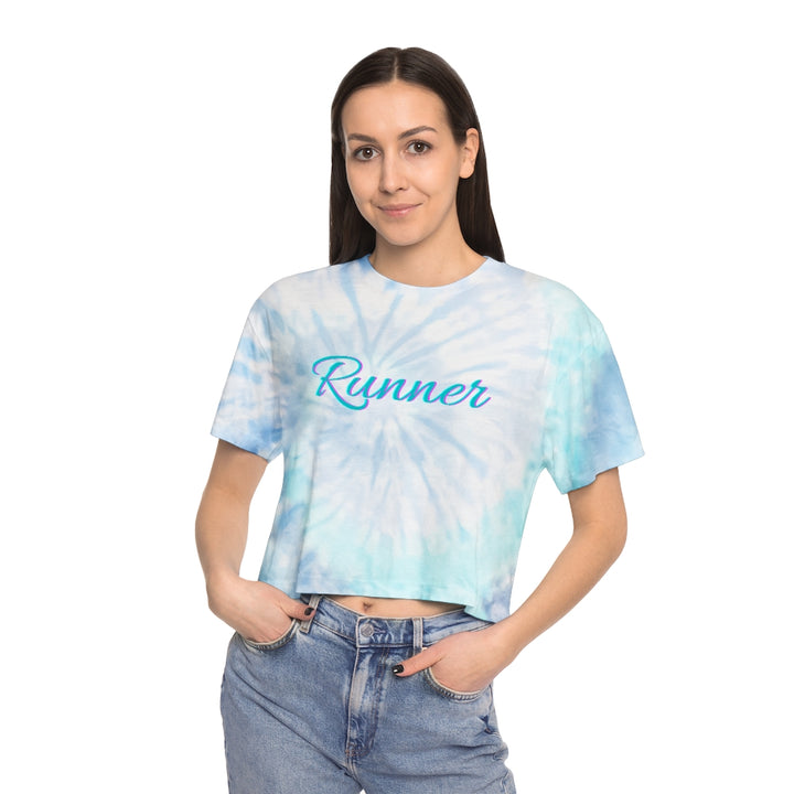 Runner Crop Top, Women's Tie-Dye Crop Tee, Runner Tie Dye Shirt, Ladies Cropped T-Shirt