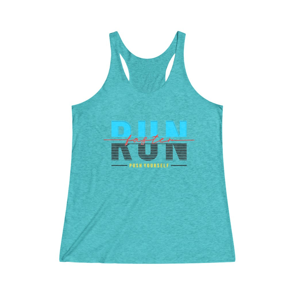 Run Faster Tank, Women's Tri-Blend Racerback Tank, Runner Tank, Runner Tank