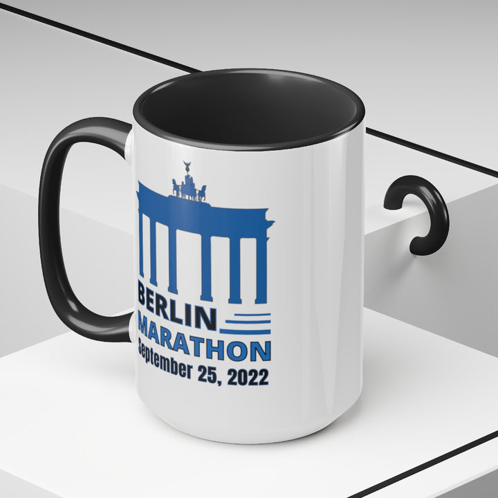 Berlin Marathon, Berlin Bib Cup, Two-Tone Coffee Mugs, 15oz, Berlin Marathon Gift, 2022 Berlin Marathon, Personalized Berlin Cup