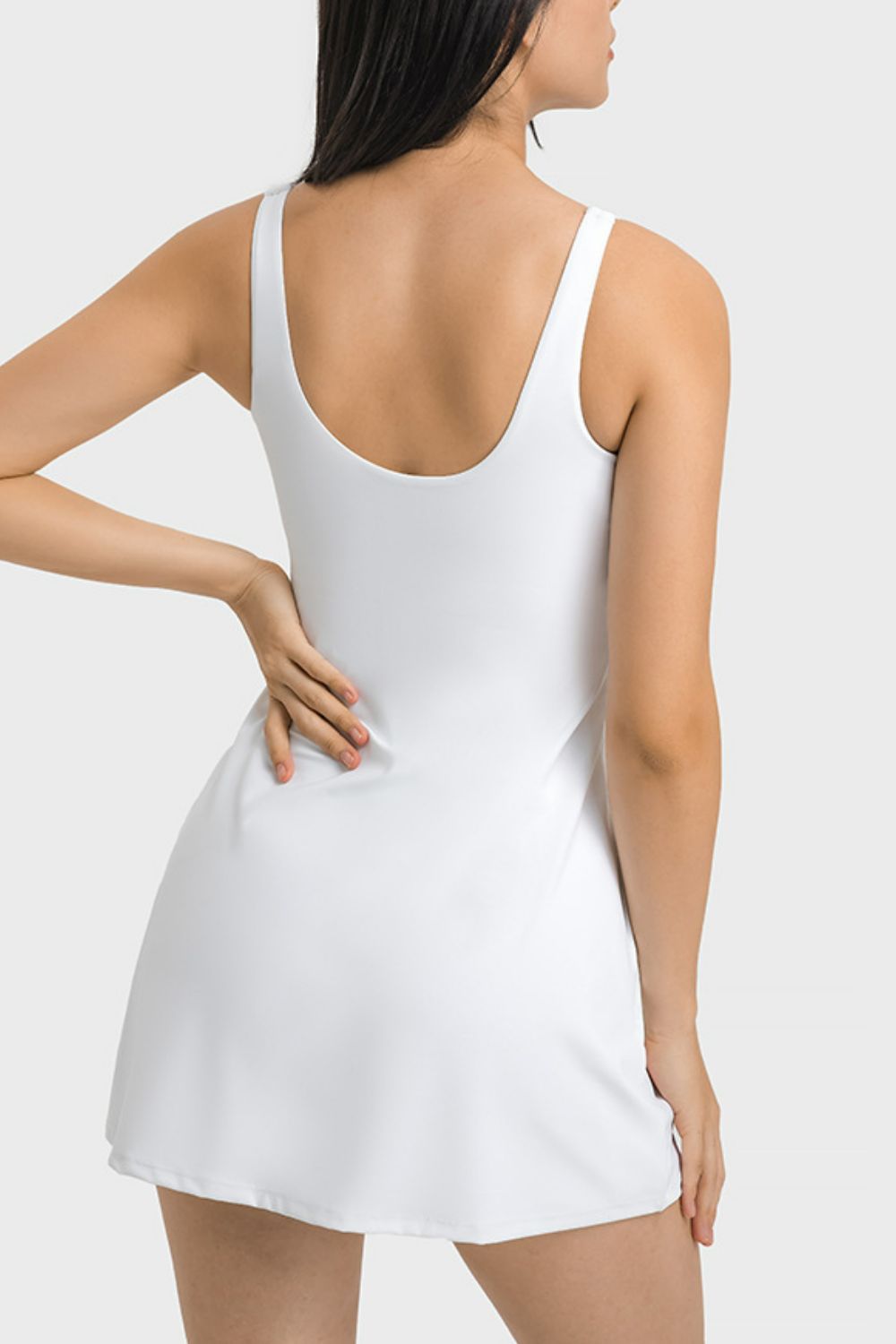 Sports Dress, Square Neck Athletic Tank Dress, Full Coverage Bottoms