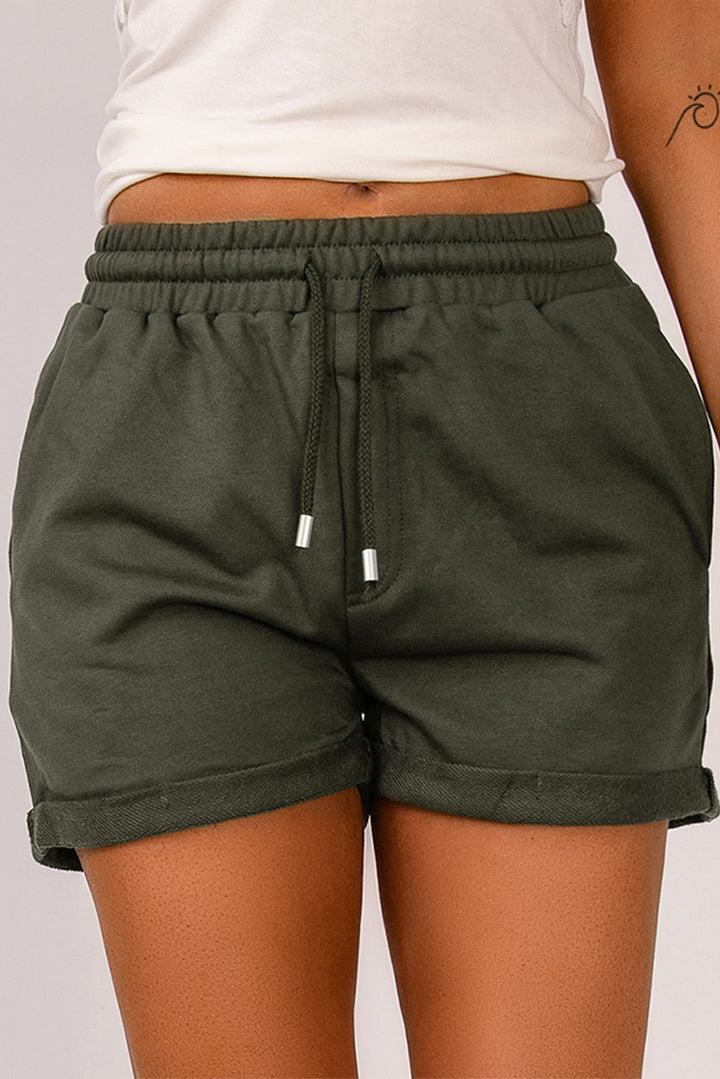 Drawstring Waist Cuffed Shorts