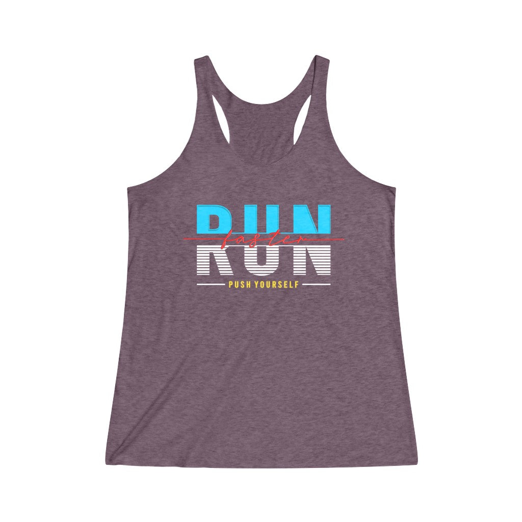 Run Faster Tank, Women's Tri-Blend Racerback Tank, Runner Tank, Runner Tank