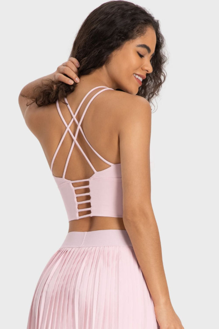 Crisscross Back Ladder Detail Sports Bra