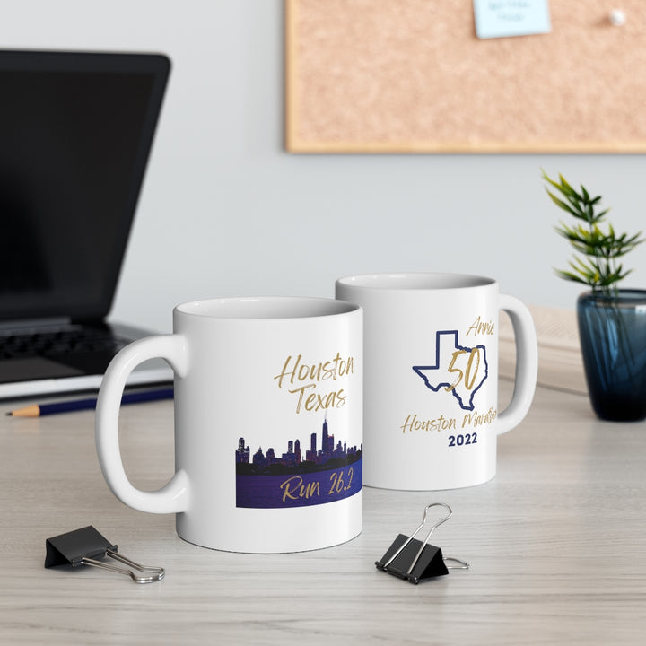 Houston 26.2 Ceramic Mug 11oz, Houston 50th Marathon, Houston Half Marathon,