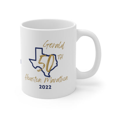 Houston Marathon Bib Coffee Cup, 26.2 Ceramic Mug 11oz, Houston 50th Marathon, Houston Half Marathon, 2022 Houston Marathon