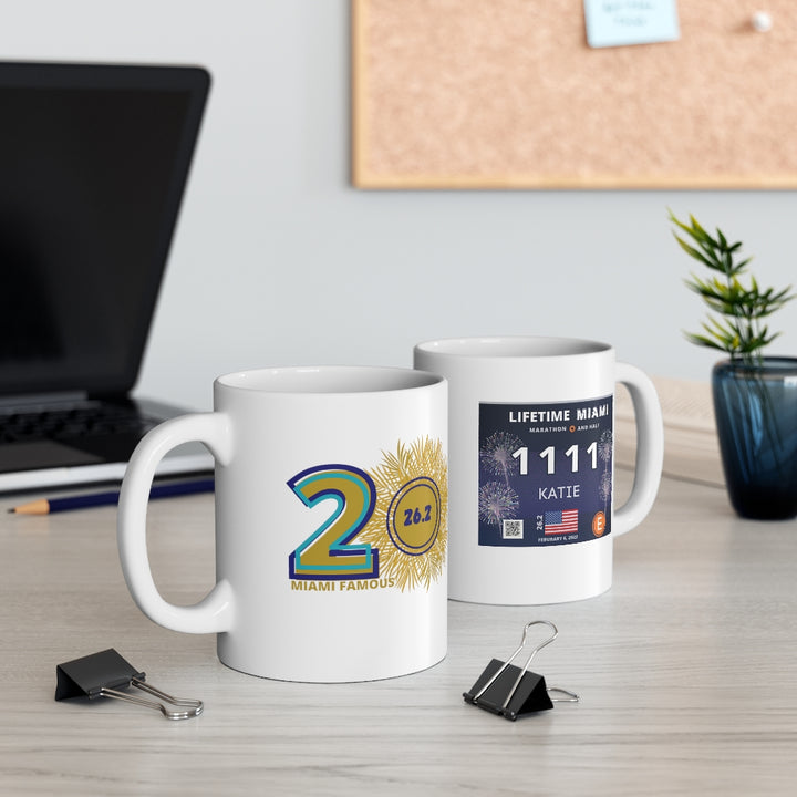 Miami Marathon Mug, Miami Bib Cup, 26.2 Ceramic Mug 11oz, Personalized Miami Marathon Cup, 2022 Miami Marathon, Custom Marathon Cup