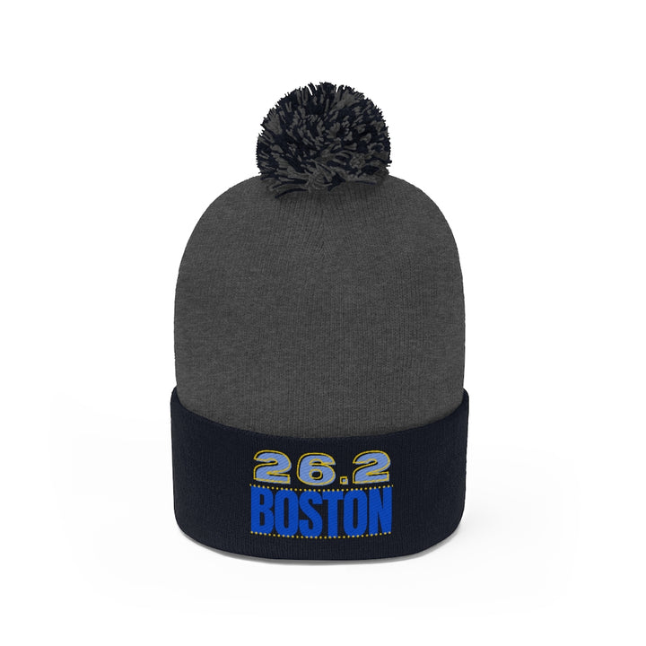 26.2 Boston Beanie, Embroidered Boston Beanie, Pom Pom Beanie, Runner, Marathon, Gift for Runner