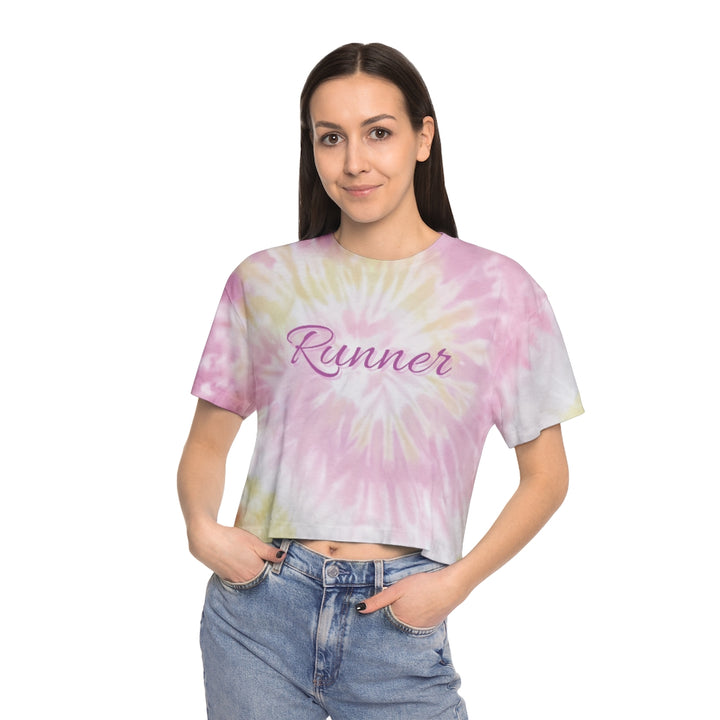 Runner Crop Top, Women's Tie-Dye Crop Tee, Runner Tie Dye Shirt, Ladies Cropped T-Shirt