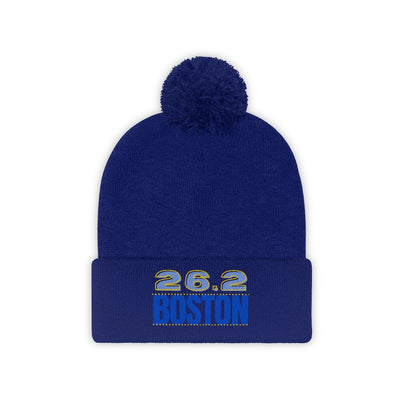 26.2 Boston Beanie, Embroidered Boston Beanie, Pom Pom Beanie, Runner, Marathon, Gift for Runner