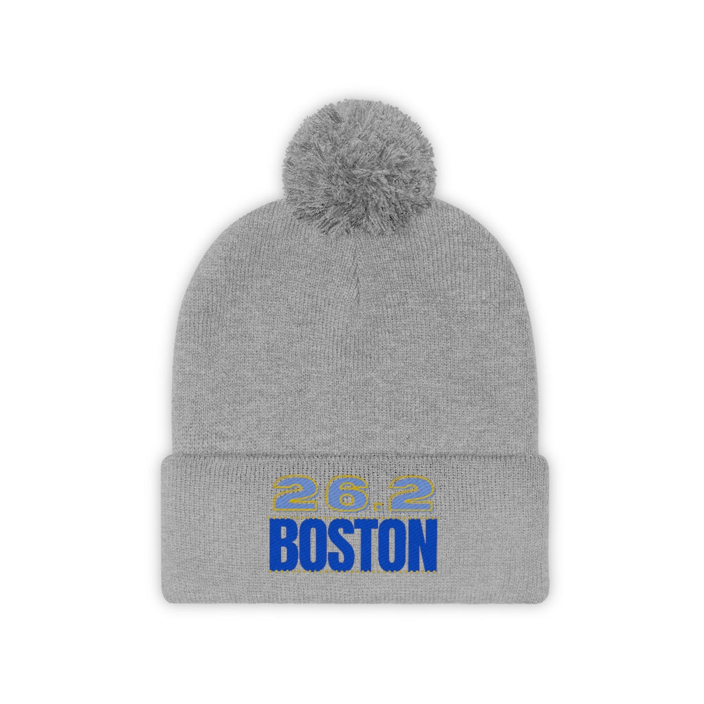 26.2 Boston Beanie, Embroidered Boston Beanie, Pom Pom Beanie, Runner, Marathon, Gift for Runner