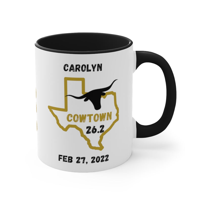 Cowtown Marathon Coffee Cup, 11oz, Cowtown Half Marathon,  Personalized Coffee Cup