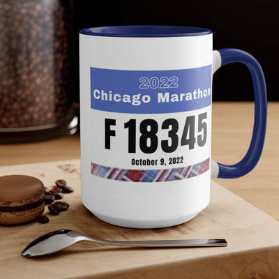 Chicago Marathon, Chicago Bib Cup, Accent Coffee Mug, 15oz, 26.2, Chicago Cup, Chicago Marathon Gift, Custom Marathon Gift, 2022 Chicago